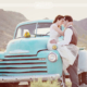 desert engagement shoot with vintage truck