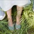 bridal shoes in the grass