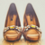 yellow crystal peep toe heels