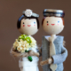 wood carved character bride groom cake toppers