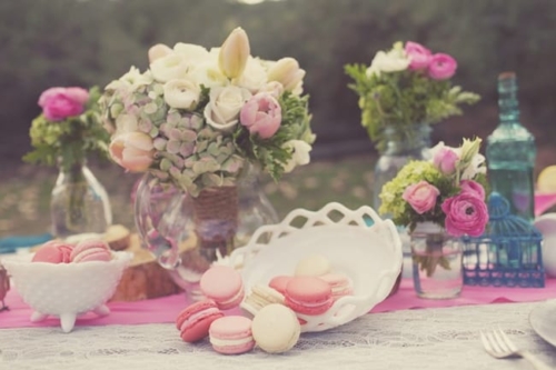 plate of macaroons for styled shoot