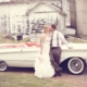 classic car wedding reception couple