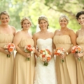 bridesmaids in tan dresses