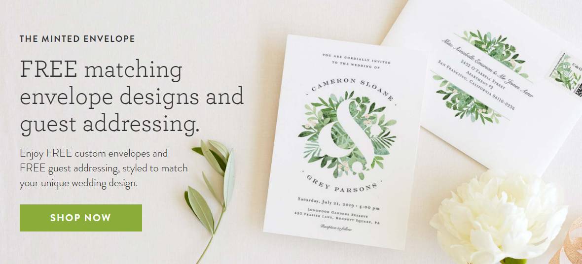 Free matching envelope design and guest addressing from Minted