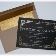 Minted foxtrot gold foil Wedding invitaitons with gold sparkly envelope insert and foxtrot invitation