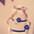 Burlap bow wedding cake topper