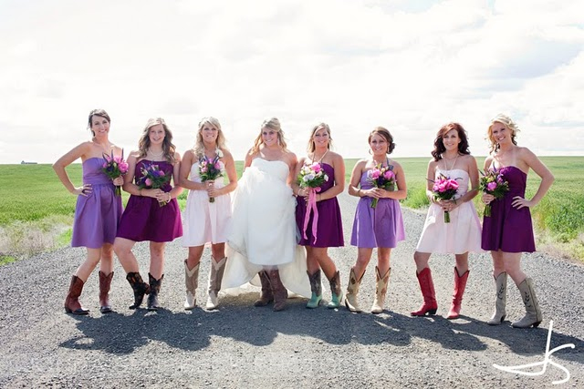 bridesmaids with cowgirl boots