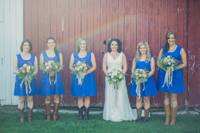 bridesmaids with cowboy boots
