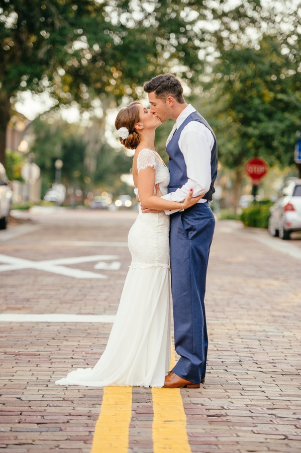 White lace mermaid wedding dress with short sleeves and scoop neckline