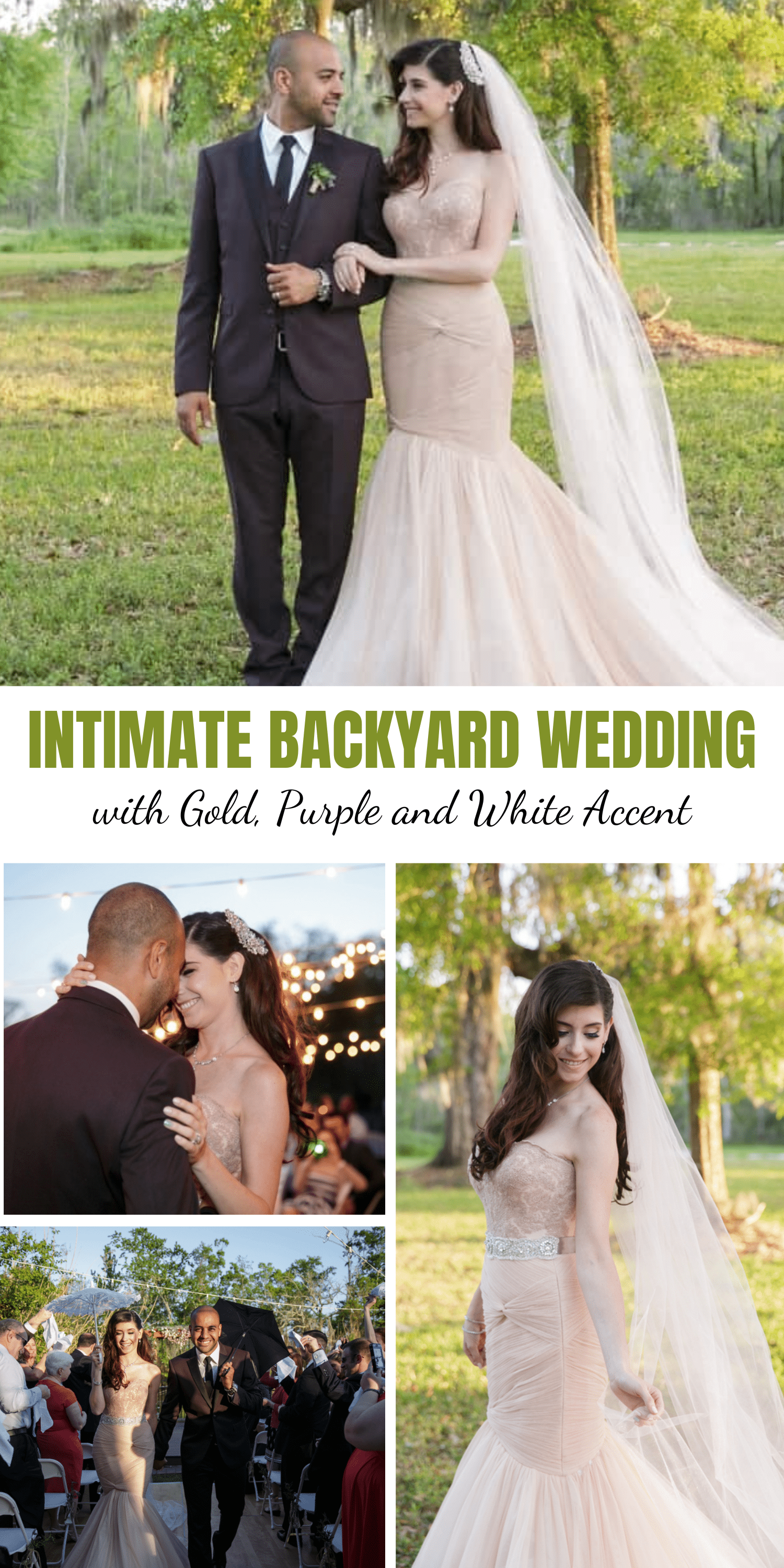 Intimate Backyard Wedding with Gold, Purple and White Accents