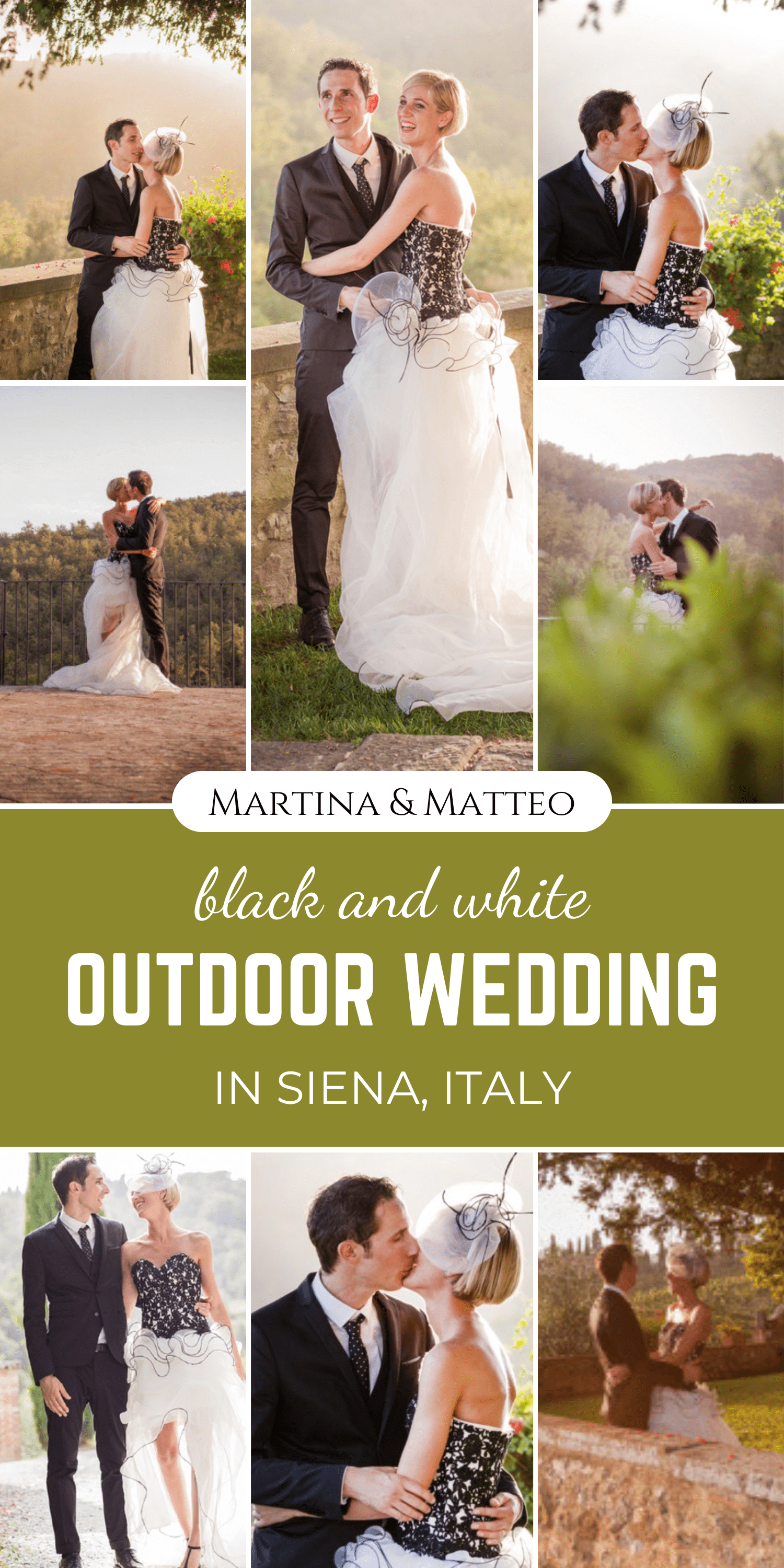 Black and White Outdoor Wedding in Siena, Italy