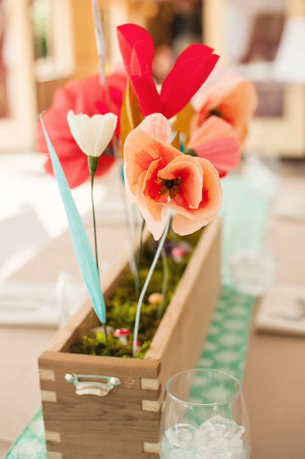 Wedding with DIY Paper Flower Centerpieces