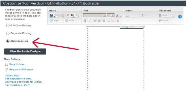 Vistaprint blank back side wedding invitation