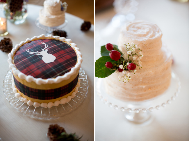 Plaid themed wedding cake with stag