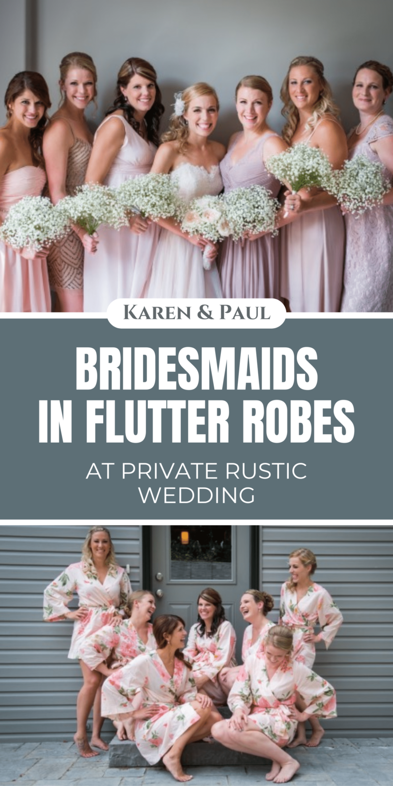 Bridesmaids in Flutter Robes at Private Rustic Wedding – Ridgetown, Ontario –