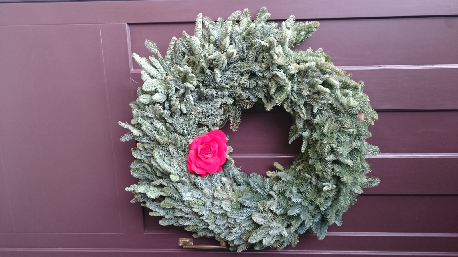 wreath on purple door