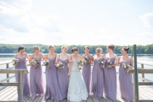 bridesmaids in dusty lavender dresses