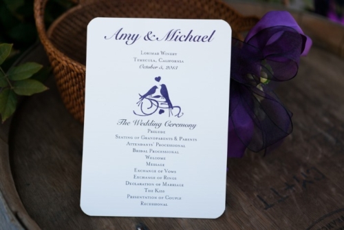 wedding program for Lorimar Winery