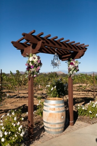 wine barrel under alter at Lorimar Winery