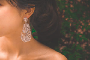 Feather Crystal Bridal Chandelier Earrings Gatsby