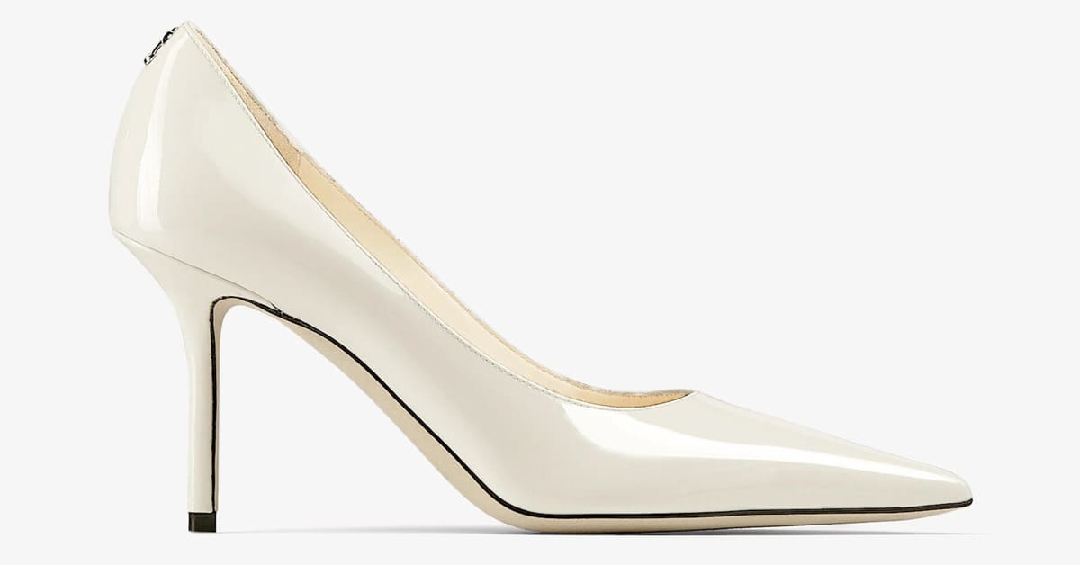 Latte Patent Leather Pumps with JC Emblem