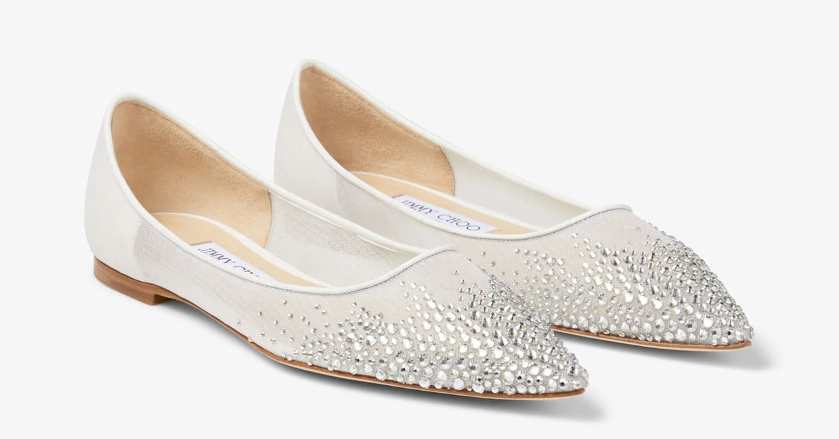 White Degrade Crystal Mesh Flats