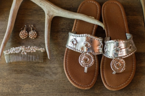 bridal sandals with comb and antler
