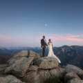 newlyweds on rocks at Sequoia National Park
