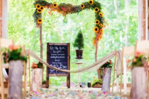 wedding ceremony aisle at Cherry Basket Farm