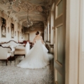 bride in ornate room at Villa