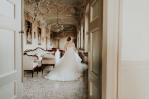 bride in ornate room at Villa