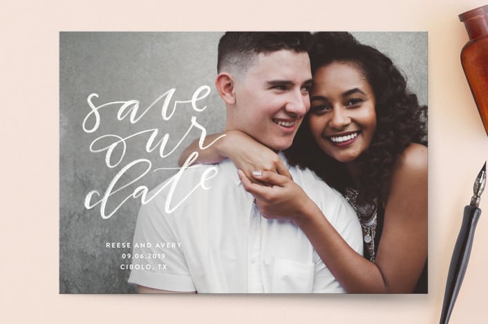 Chalkboard save the dates by Minted