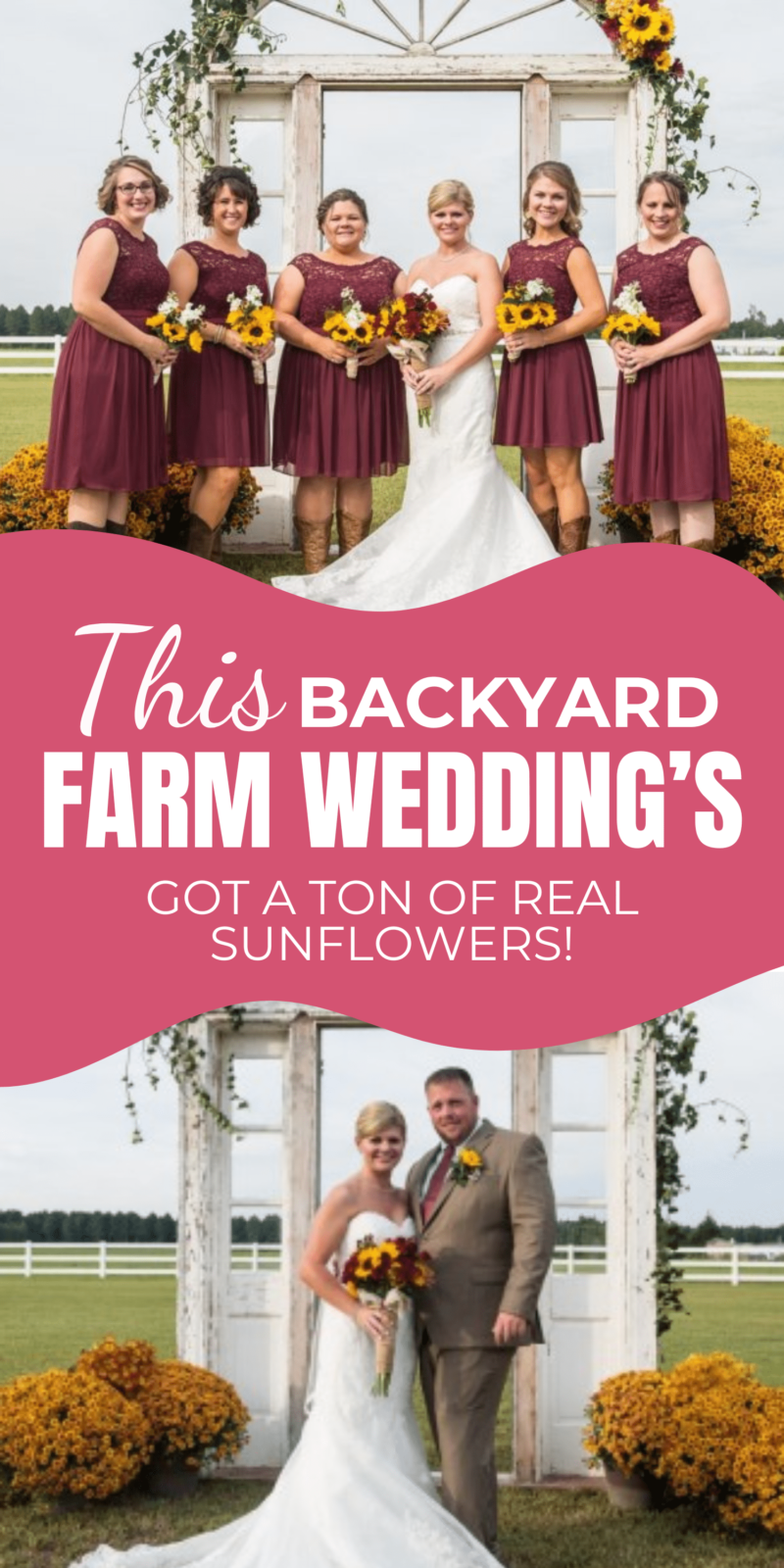 This Backyard Farm Wedding’s got a ton of Real Sunflowers!
