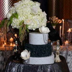 Halloween decor around cake