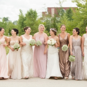 bridesmaids in long dresses