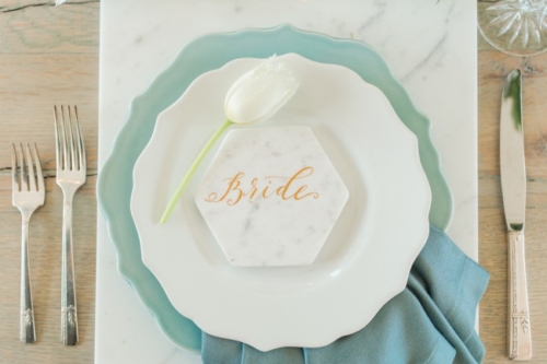 marble place card for bride