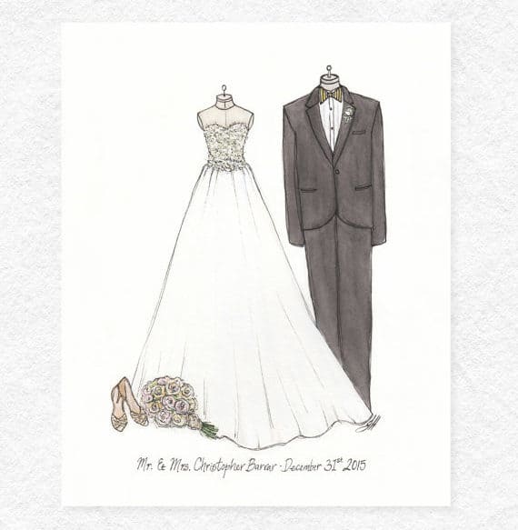 Custom Couple Wedding Illustration Portrait