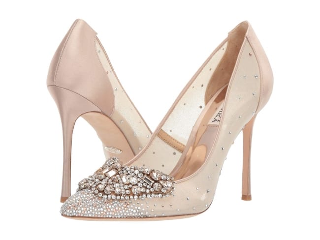 badgley mischka low heel bridal shoes