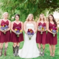 knee length bridesmaid dresses and cowgirl boots