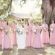 all bridesmaids in pink dresses