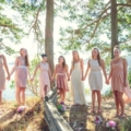 casual-bridal-party-in-mismatched-pink-dresses