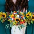 sunflower-and-blue-thistle-bouquets