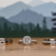 engagement ring and wedding bands