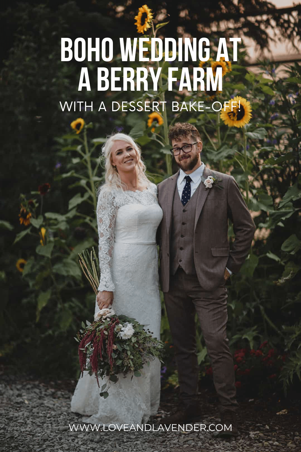 Boho wedding at a Berry Farm with a dessert bake-off!