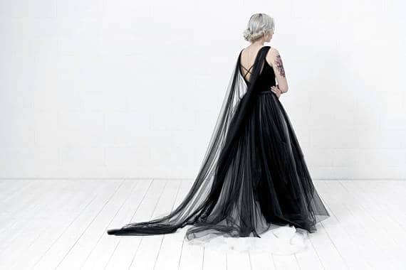 black flowy bridesmaid dresses