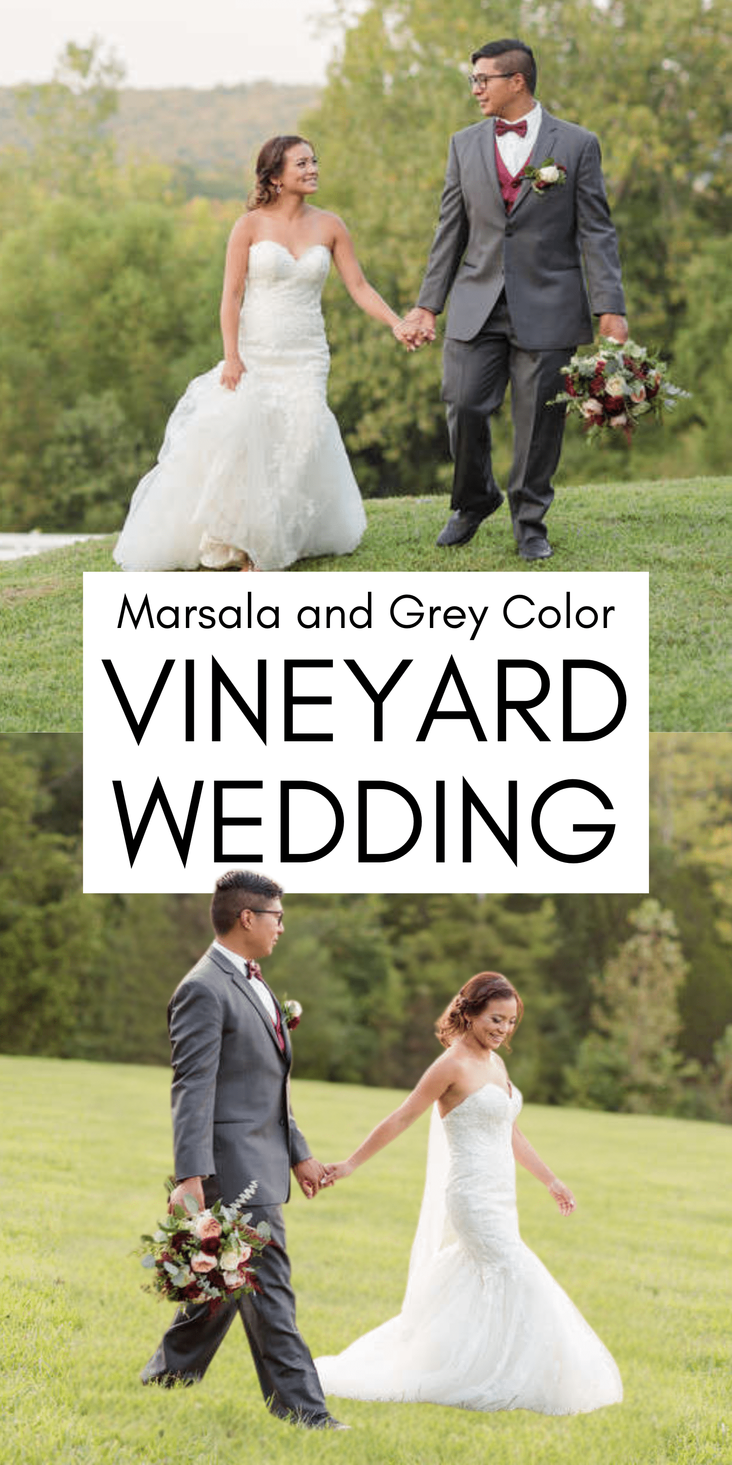 Marsala and Grey Color Vineyard Wedding