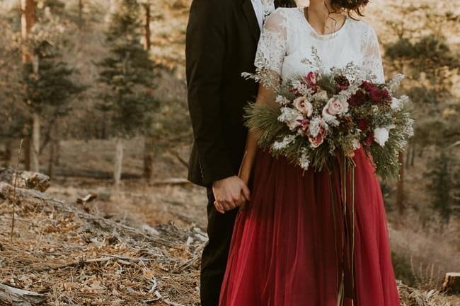 red and grey wedding dresses