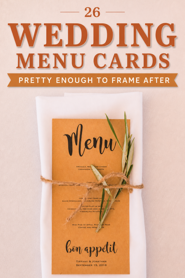 26 Unique Wedding Menu Card Ideas To Impress Wedding Guests – From Classic Calligraphy to Clear Acrylic