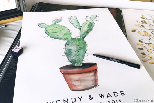 Cactus Wedding Guest Book Tree