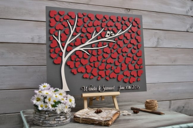 Hearts Wedding Guest Book Tree 